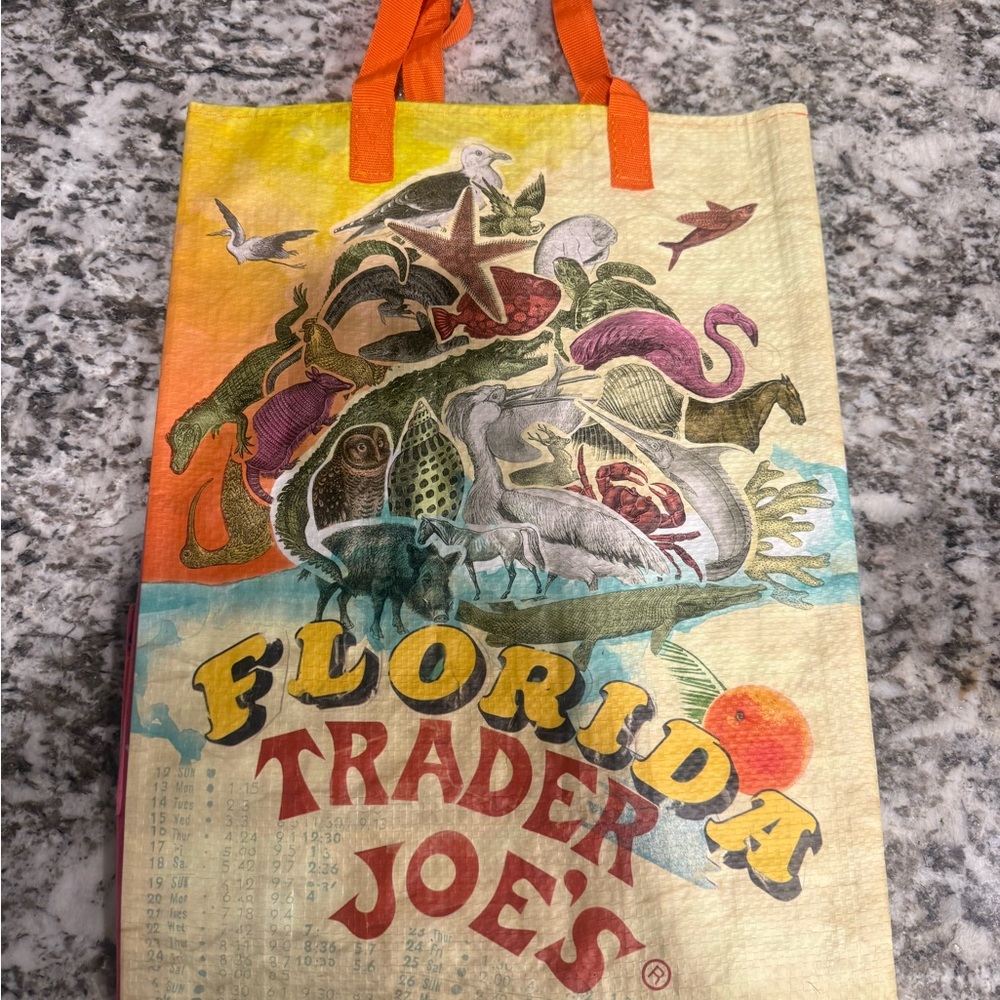 Trader Joe's Florida Tote Bag with Orange Handles
